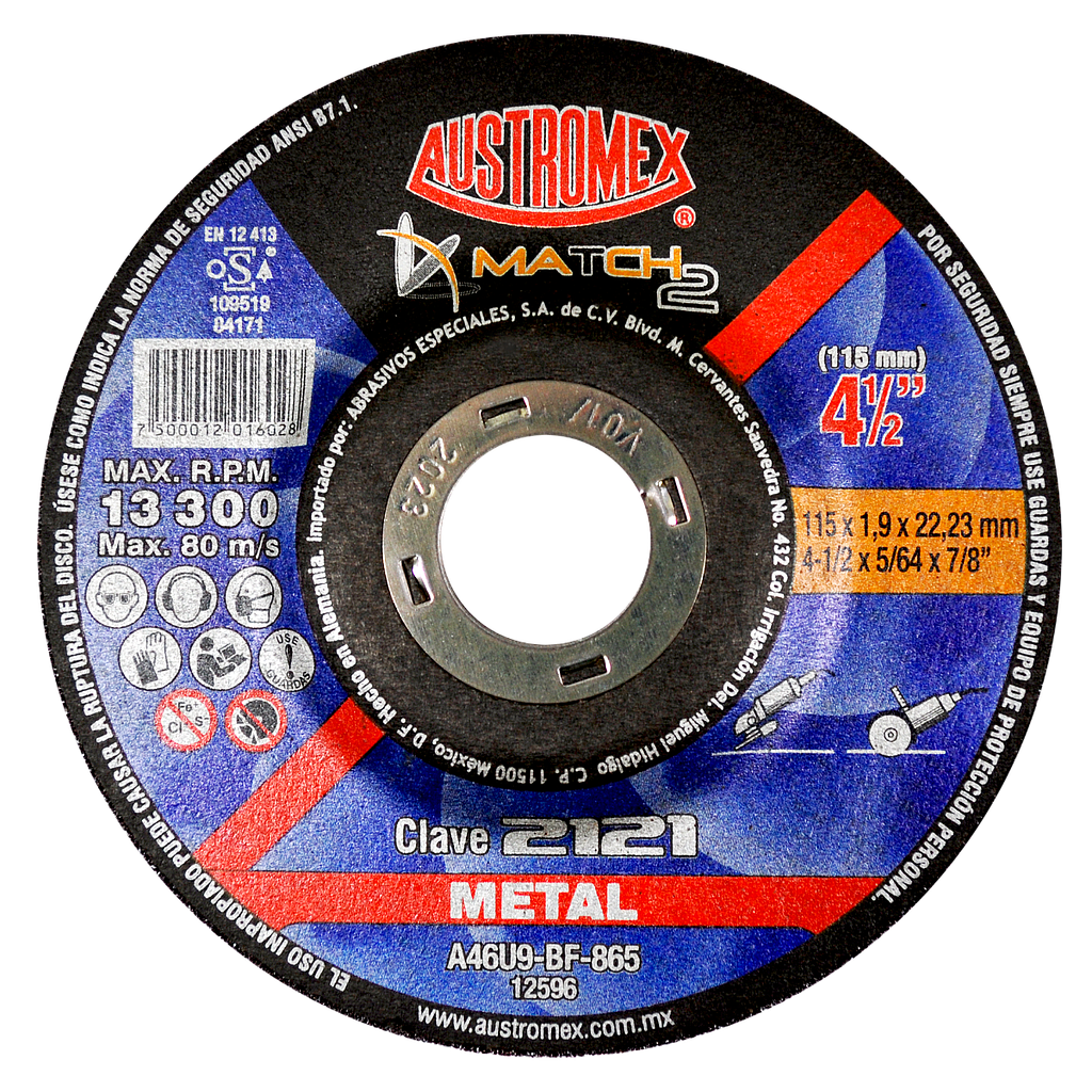 DISCO P/CORTE Y DESBASTE DE METAL 41/2AUSTROMEX