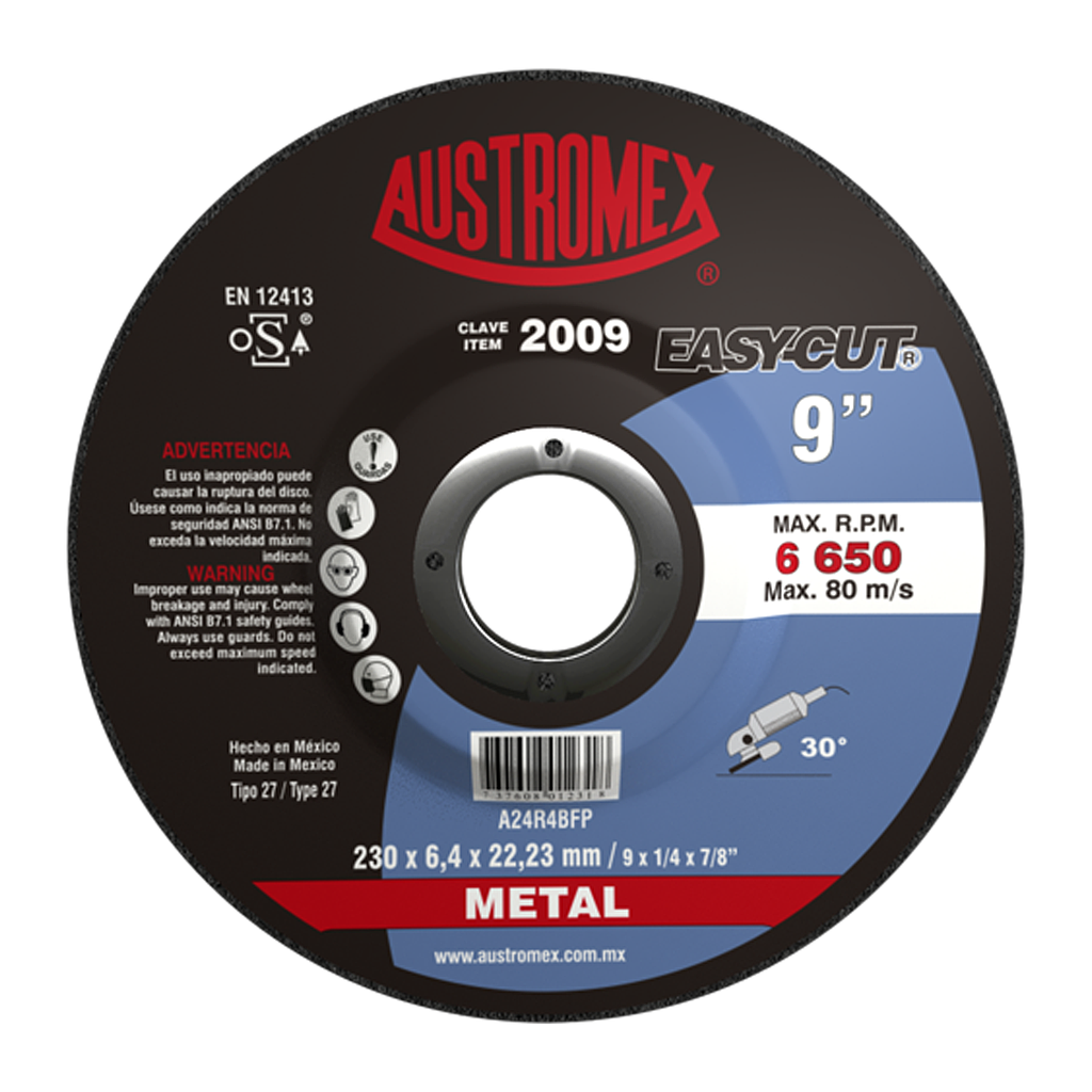 DISCO P/DESBASTE METAL 9 AUSTROMEX