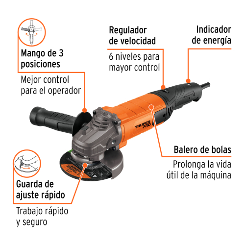 ESMERILADORA ANGULAR 41/2 1100W TRUPER
