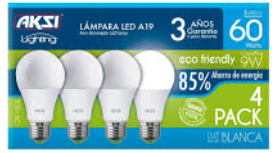 FOCO LED 4PACK 9W  ECO LUZ BLANCA AKSI