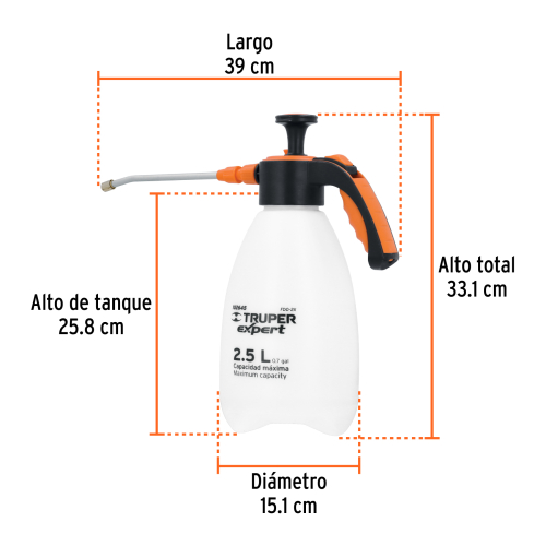 FUMIGADOR DOMÉSTICO DE 2.5 LITROS, MANGO ERGONÓMICO, EXPERT