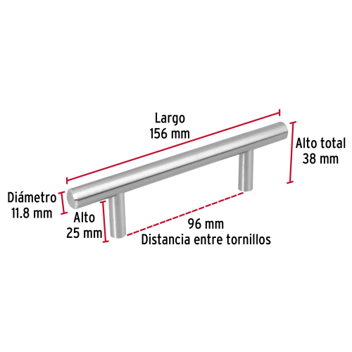 JALADERA DE ACERO DE 96 mm LINEA CILINDRO NIQUEL HERMEX