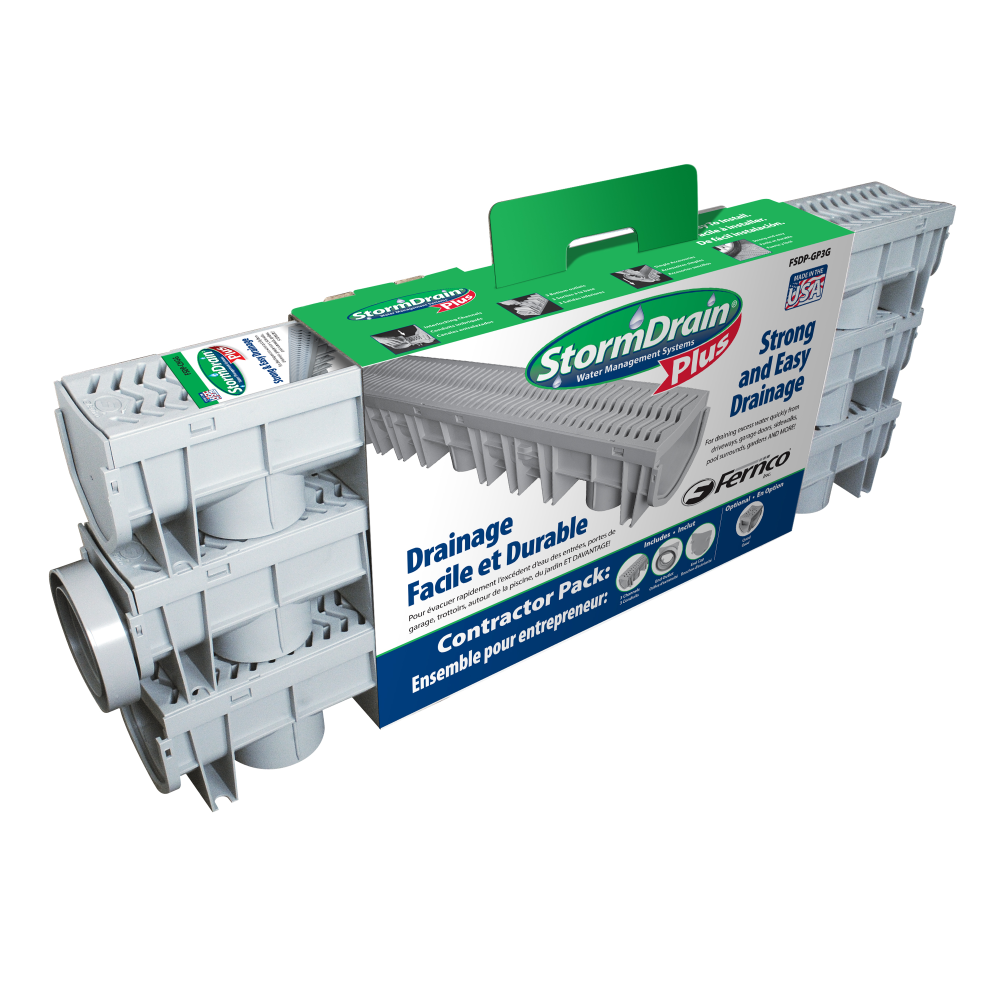 KIT DE 3 REJILLAS DE POLIPROPILENO CON TAPA Y SALIDA FINAL GRIS FERNCO
