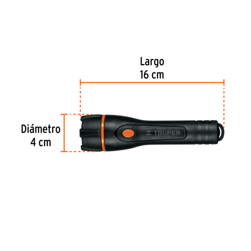 LINTERNA PLASTICA 1 LED 80 lm CON 2 PILAS AA TRUPER