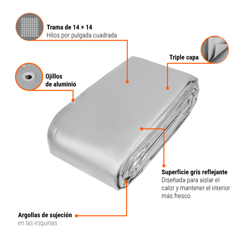 LONA GRIS REFORZADA 9 X 14 M, TRUPER