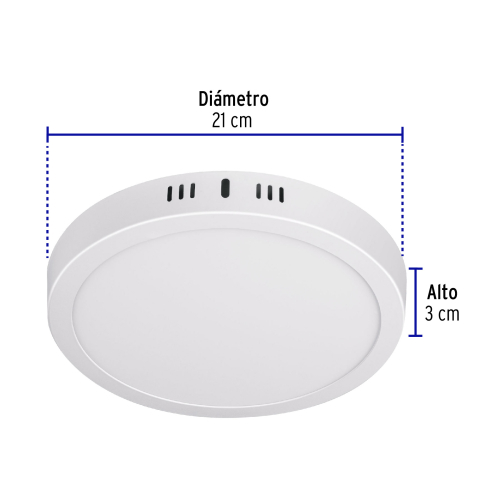 LUMINARIO LED TIPO PLAFON 18 W, redondo, luz cálida, blanco