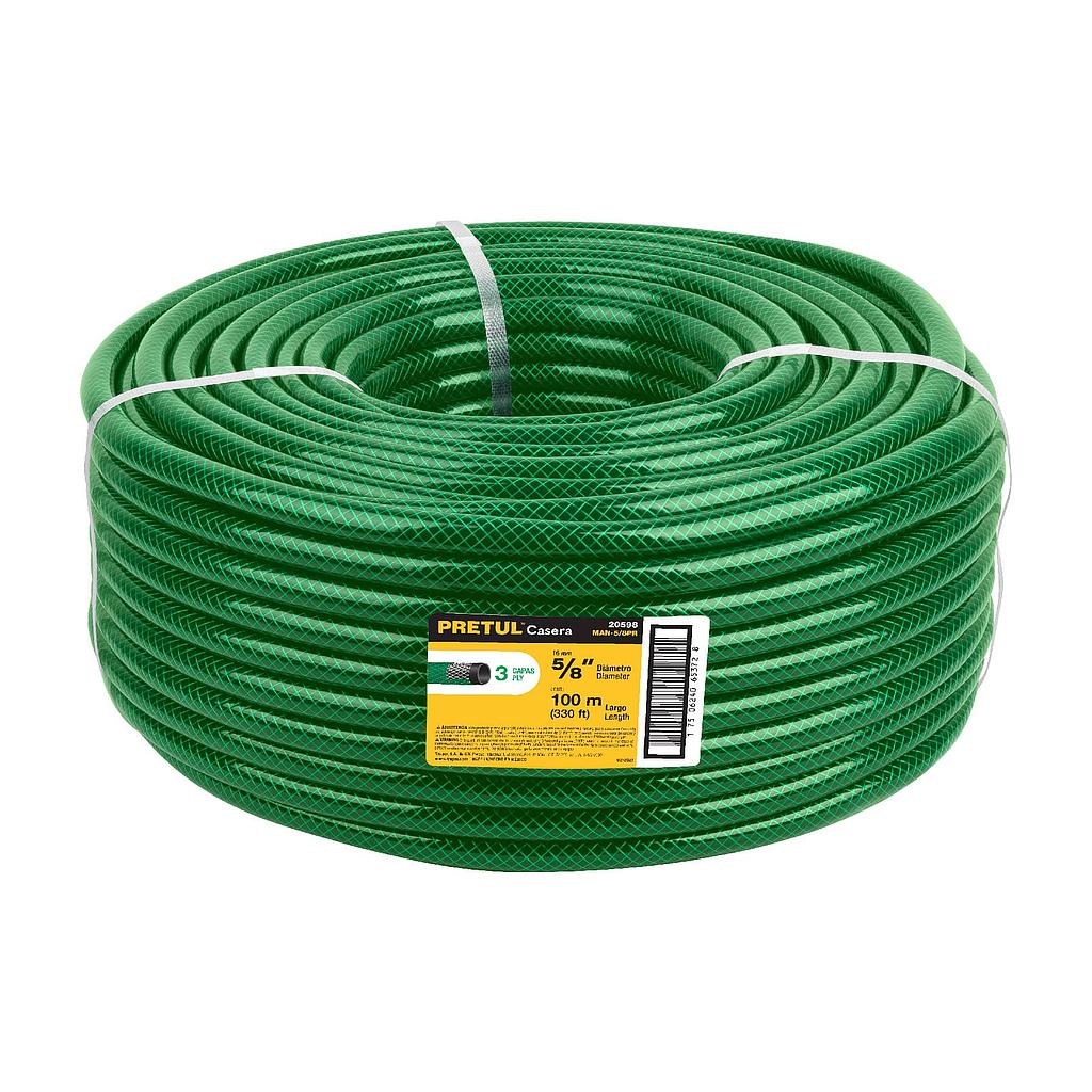 MANGUERA REFORZADA VERDE 5/8 3 CAPAS PR
