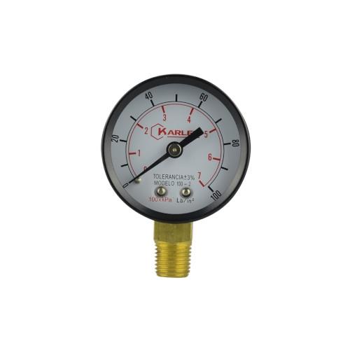 MANOMETRO 2 7KG 100PSI 1/4 NPT MODELO 100-2 KARLEN (14MANOME001CH)