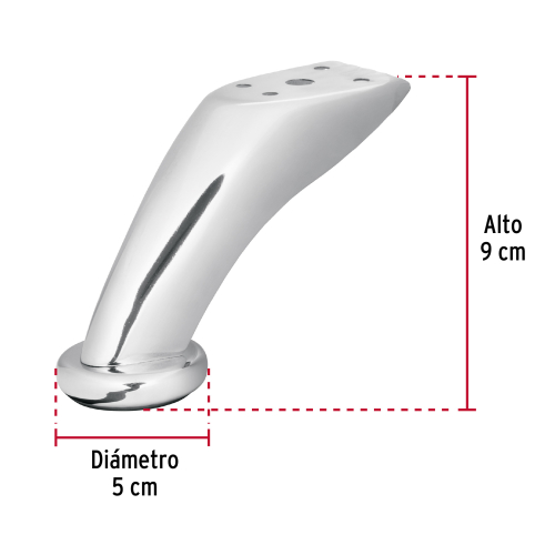 PATA PARA SOFA Y MUEBLE CROMO DE 90 mm DE ALTURA HERMEX
