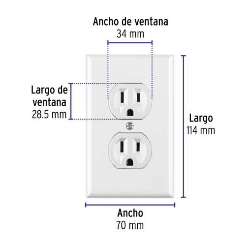 PLACA ABS C/CONTACTO DUPLEX BLANCO VOLTE