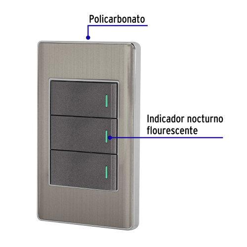 PLACA ARMADA ACERO 2 INTERRUPTORES 1 DE 3 VÍAS 1 MÓD,LISBOA