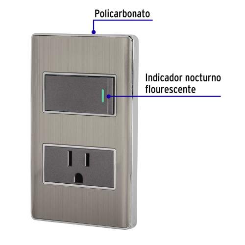 PLACA ARMADA ACERO INTERRUPTOR Y CONTACTO 1 MÓDULO, LISBOA