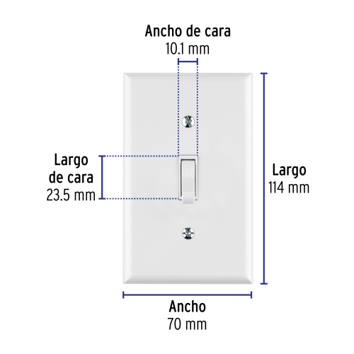 PLACA ARMADA INTERRUPTOR SENCILLO, LÍNEA STANDARD, BLANCO