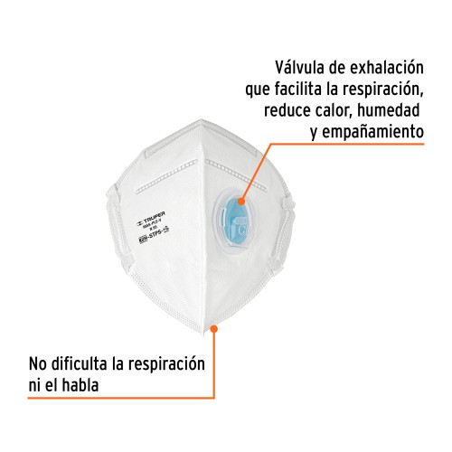 RESPIRADOR PLEGABLE N95 CON VALVULA PARA PARTICULAS TRUPER