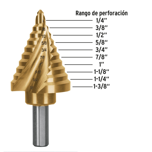 BROCA ESCALONADA TITANIO 10 ESCALONES 1/4 A 1-3/8, EXPERT