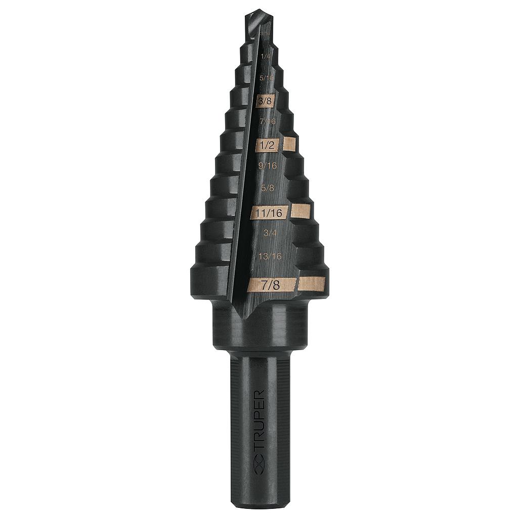 BROCA ESCALONADA ÓXIDO NEGRO 13 ESCALONES 1/8 A 1/2, TRUPER