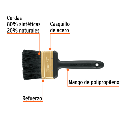 BROCHA PROFESIONAL DE 3 MANGO DE PLÁSTICO, TRUPER EXPERT