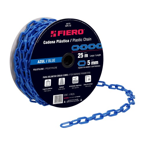 CADENA DE PLASTICO DE 5 mm 3/16" AZUL FIERO (25 m)