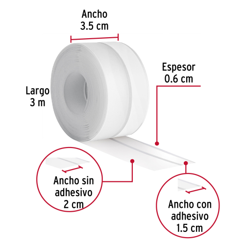 CINTA GUARDAPOLVO DE 3 m X 35 mm TRANSPARENTE HERMEX