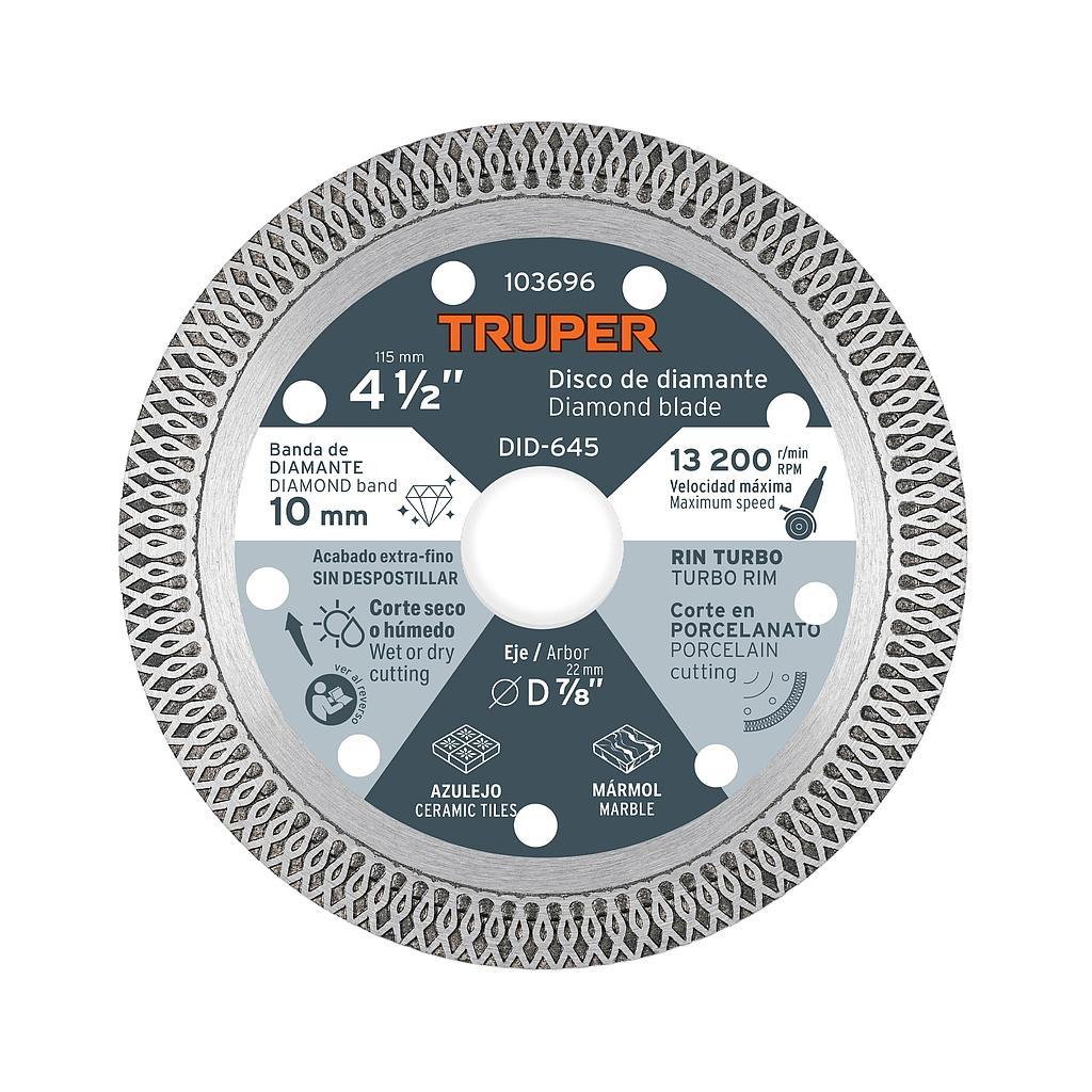 DISCO DIAMANTE 41/2 CORTE PORCELANATO TRUPER