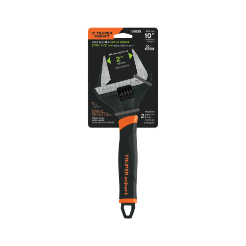 LLAVE AJUSTABLE (PERICO) 10 BOCA ANCHA COMFORT GRIP, EXPERT