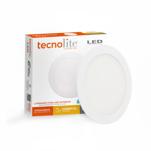 LUMINARIO LED DE 12 W PARA USO INTERIOR EMPOTRADO BLANCO TECNOLITE