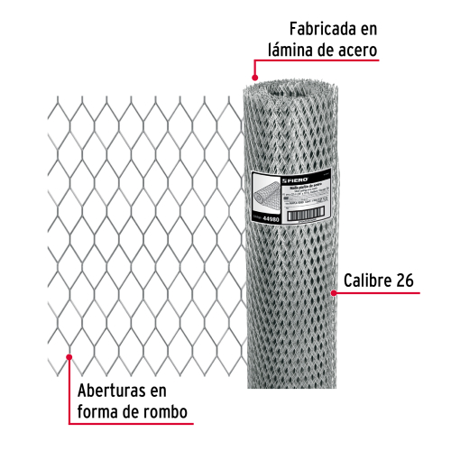 ROLLO DE MALLA PLAFON DE 0.90 X 22 m CALIBRE 26 ABERTURA 10 X 25 mm 8 kg FIERO