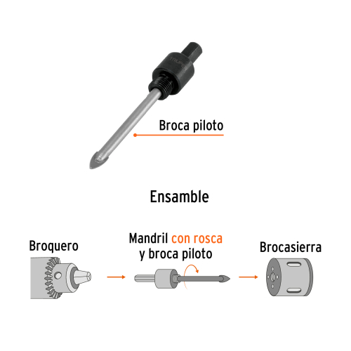 MANDRIL PARA BROCASIERRA DIAMANTE CON ROSCA 3/8 TRUPER