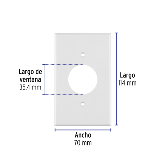 PLACA DE ABS PARA CONTACTO REDONDO, STANDARD, BLANCO