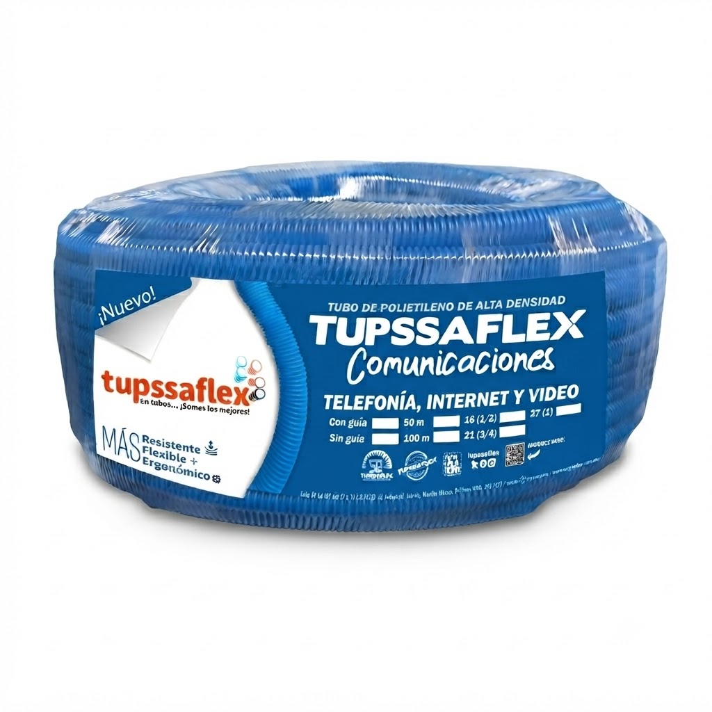 TUBO FLEXIBLE CORRUGADO DE  3/4" SIN GUIA AZUL REFORZADO TUPSSAFLEX