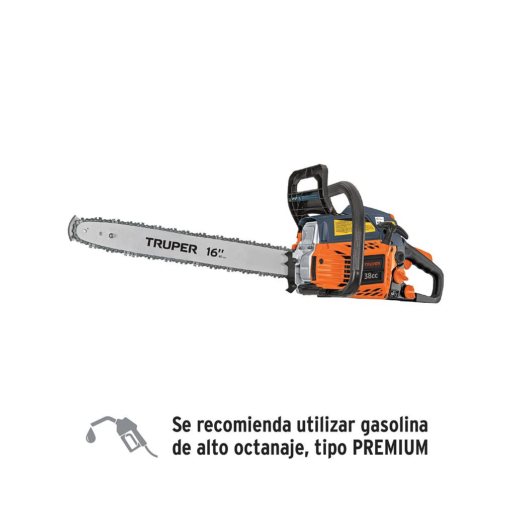 MOTOSIERRA 38 CC A GASOLINA CON BARRA DE 16" TRUPER