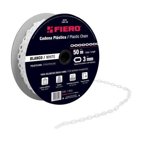 CADENA DE PLASTICO 3MM 1/8 BLANCA FIERO (50MT)