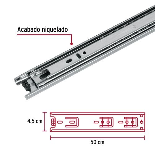 BOLSA CON 2 CORREDERAS EXTENSION DE 50 cm PARA CAJON ANCHO DE 4.5 cm HERMEX