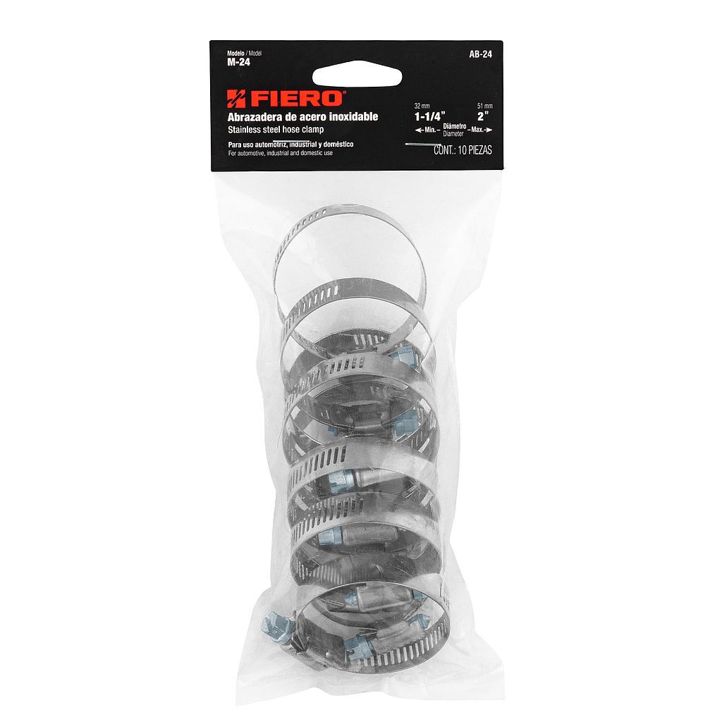 BOLSA CON 10 ABRAZADERAS SIN FIN #24 1-1/4 - 2" FIERO