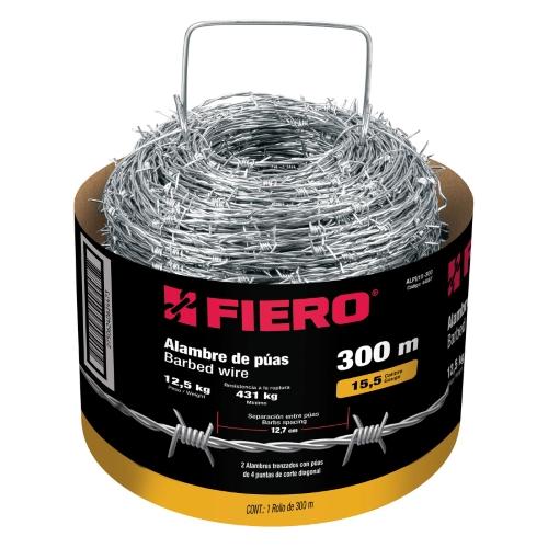 ROLLO DE ALAMBRE DE PUAS DE 300 m CALIBRE 15.5 FIERO