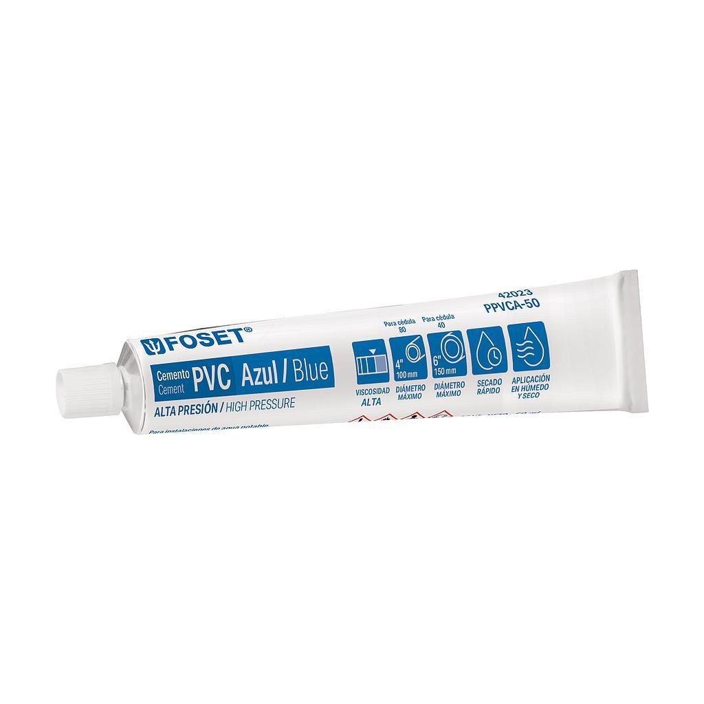 CEMENTO PARA PVC AZUL ALTA PRESION TUBO 50ML FOSET