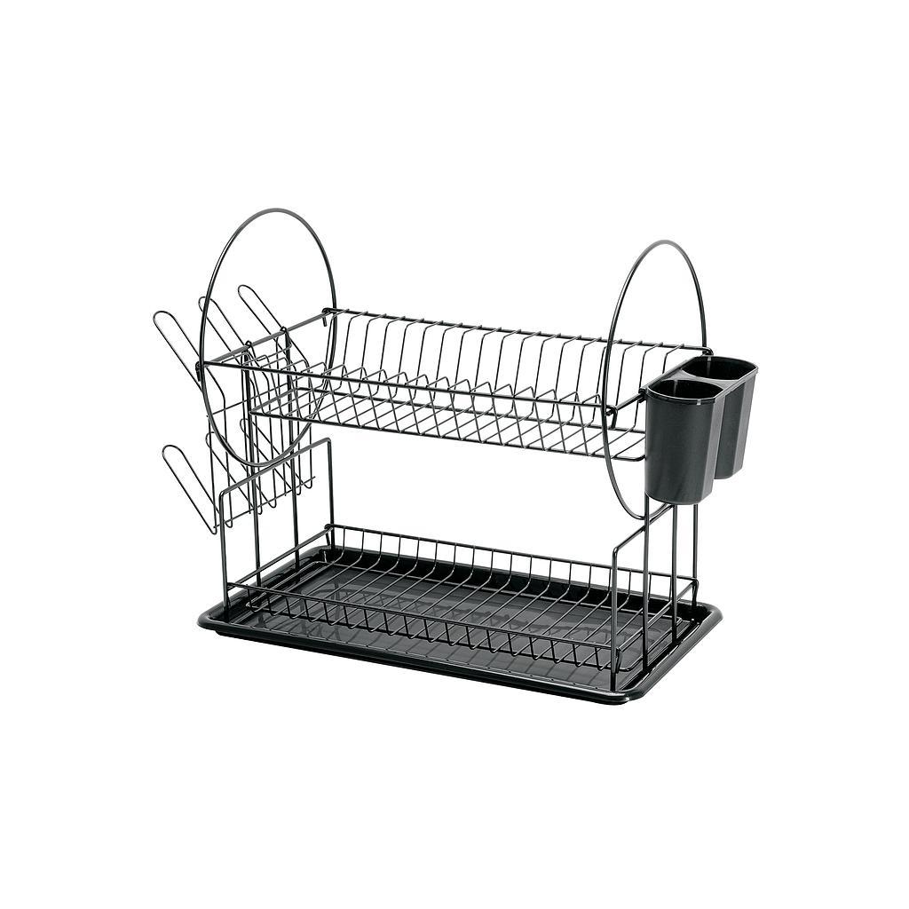 ESCURRIDOR NEGRO DE ACERO CON 2 NIVELES PARA TRASTES FOSET