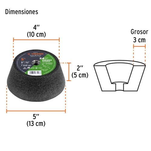 COPA DESBASTE DE PIEDRA 5" GRANO 24 EJE 5/8-11 TRUPER