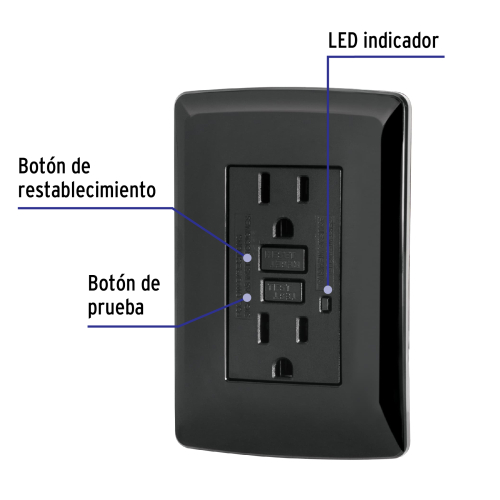 CONTACTO DUPLEX FALLA  A TIERRA GFCI NEGRO LINEA ITALIANA