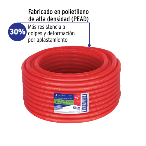 METRO DE POLIDUCTO 3/4 CORRUGADO FLEX REFORZADO S/GUIA  50M VOLTECK