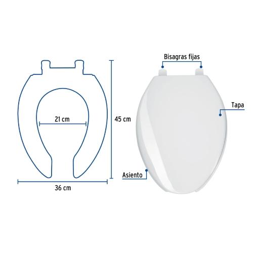 ASIENTO ELONGADO BLANCO CON TAPA FOSET