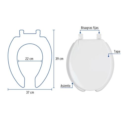 ASIENTO PARA WC REDONDO C/BLANCO CON TAPA FOS