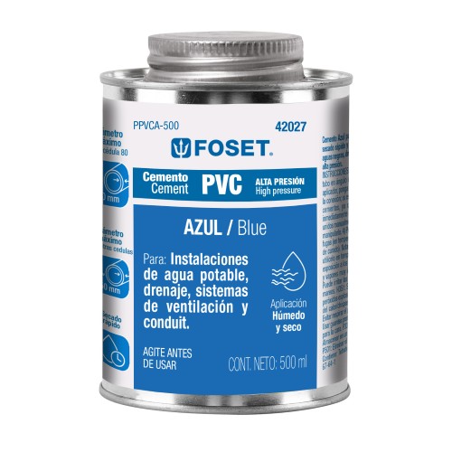 CEMENTO PARA PVC AZUL ALTA PRESION LATA DE 500 ml FOSET