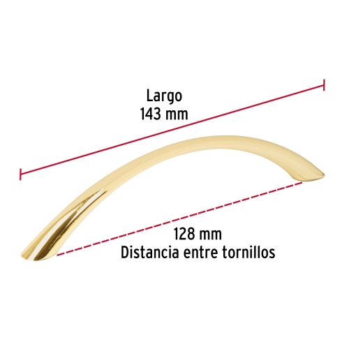 JALADERA DE 128 mm LINEA ARCO LATON BRILLANTE
