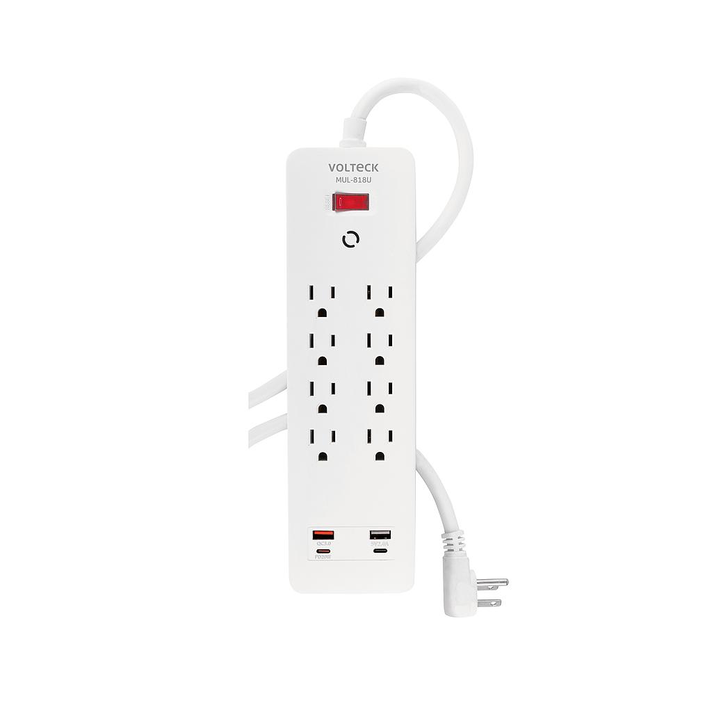 MULTICONTACTO 8 ENTRADAS  2 USB A + 2 USB C  BLANCO VOLTECH