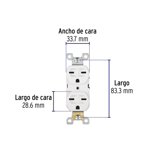 CONTACTO DUPLEX, CARA DE CHINO, STANDAR, BLANCO,VOLTECK