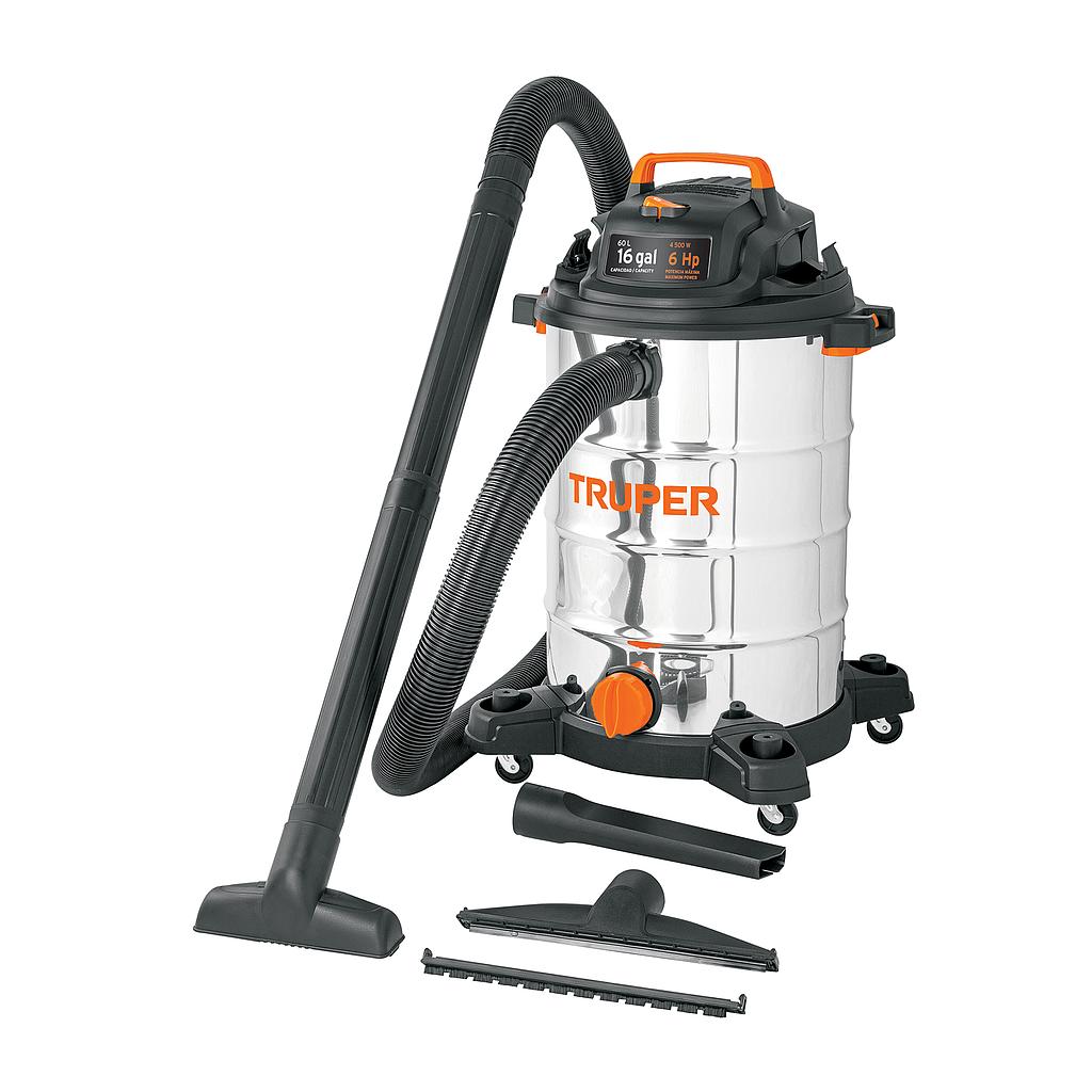 ASPIRADORA DE SOLIDOS Y LIQUIDOS 16 gal ACERO INOX TRUPER