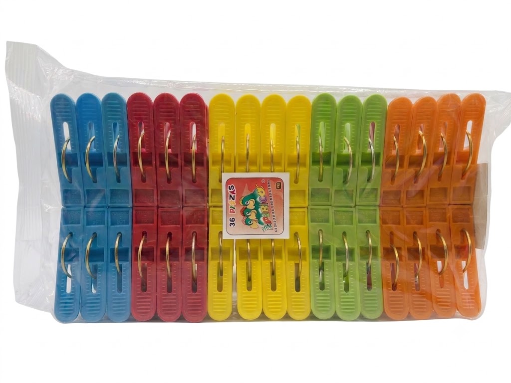 PAQUETE 36 Piezas PINZA PARA ROPA ECONOMICA LOS TRES PERICOS