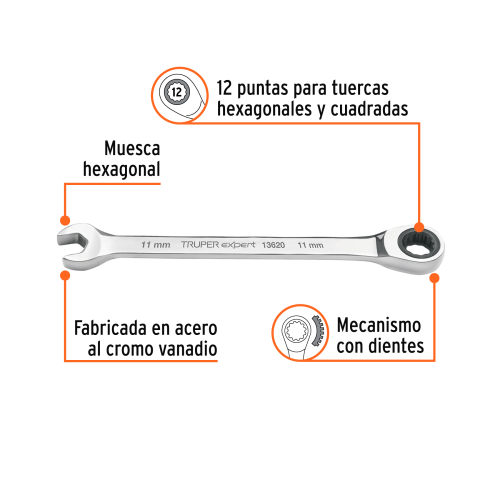 LLAVE CONBINADA C/MATRACA 11 MM X 160MM, EXPERT