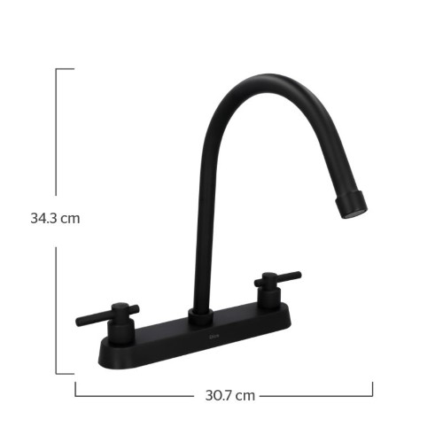 MEZCLADORA 8 FREGADERO CON CUBIERTA Y MANERAL NEGRO F-4362.2 DICA sobre pedido